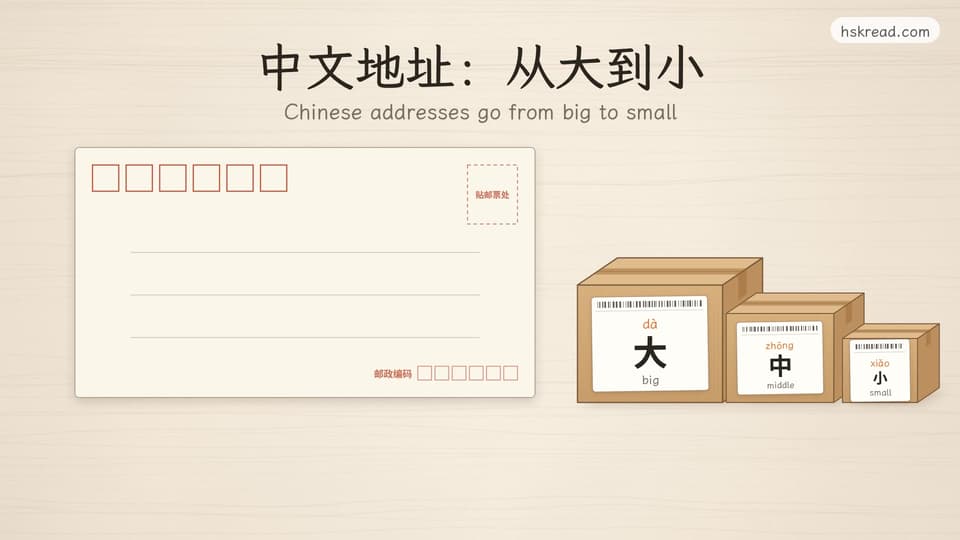 Chinese addresses go from big to small