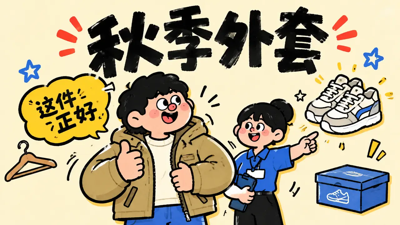 在商场买外套和鞋